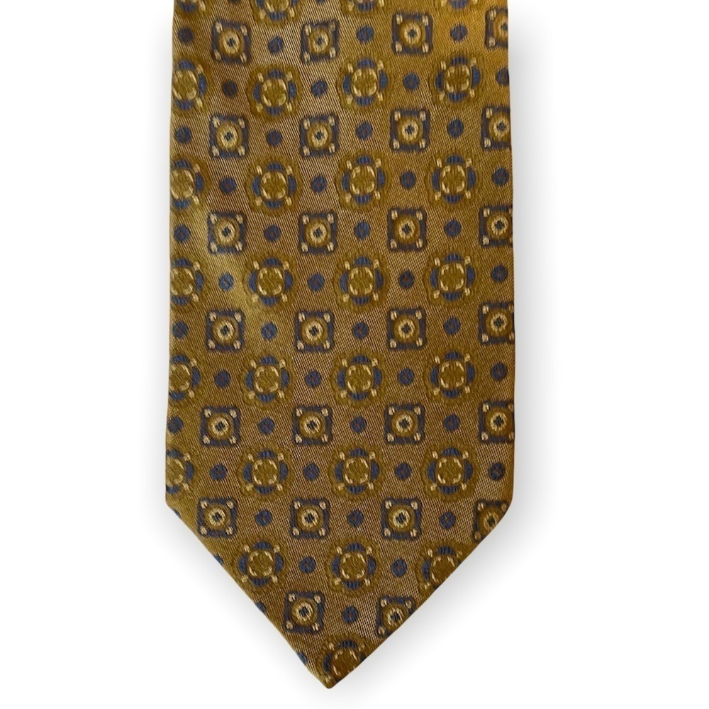 Brooks Brothers Patterned Silk Tie Gold/Navy
